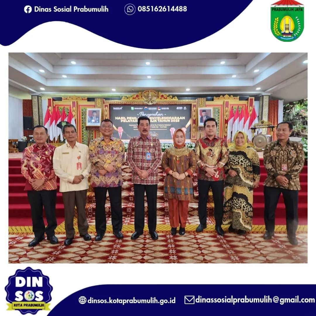 Kepala Dinas Sosial Menghadiri Acara Penyerahan Hasil Penilaian Penyelenggara Pelayanan Publik Tahun